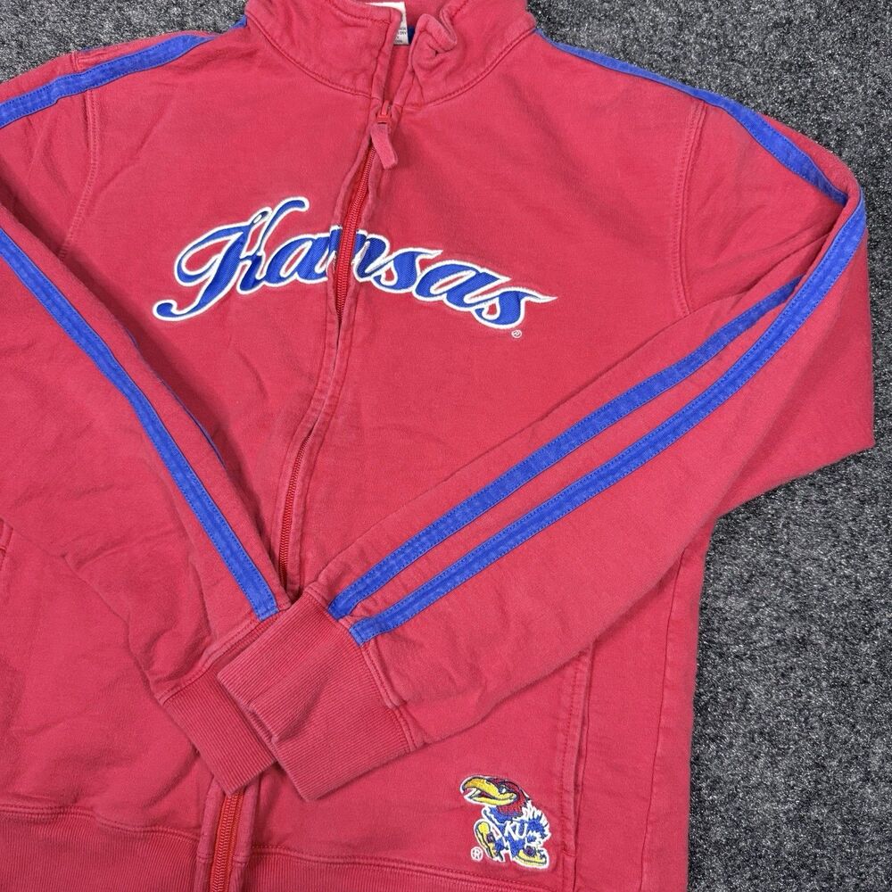 VTG KU Kansas Jayhawks Script Jacket Sweatshirt Colosseum Juniors Large